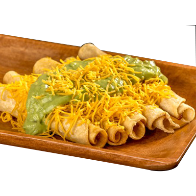 5 Rolled Tacos with Cheese & Guacamole